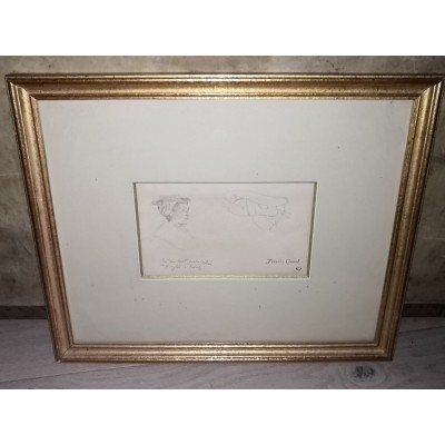 Dessin à la mine de plomb avec cachet d'Atelier par Maurice François Auguste Courant